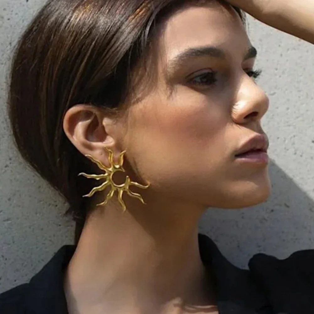 2/$30🌵 Gold Soleil Sun Rays Sunburst Celestial Earrings Jewelry Boho Gift NEW